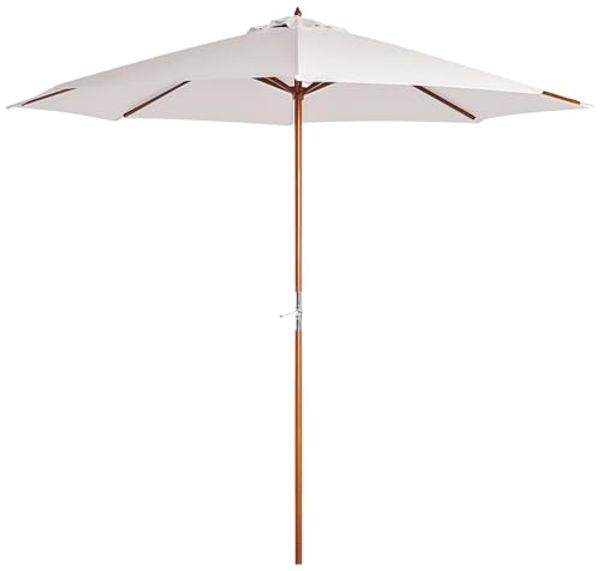 Outsunny Sonnenschirm Holz, Balkonschirm, Creme, LxB: 270x270 cm, Gartenschirm, Holzschirm, Ø270x250 cm