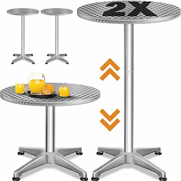Casaria Stehtisch (2-St), 2er Set 2in1 Stabil Höhenverstellbar 70 cm / 115 cm Hoch Aluminium