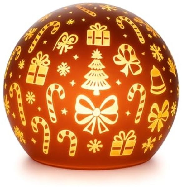 mucHome LED Kugelleuchte Deko Kugel LED Licht Gold mit Timer Weihnachtskugel rot/Gold 10cm