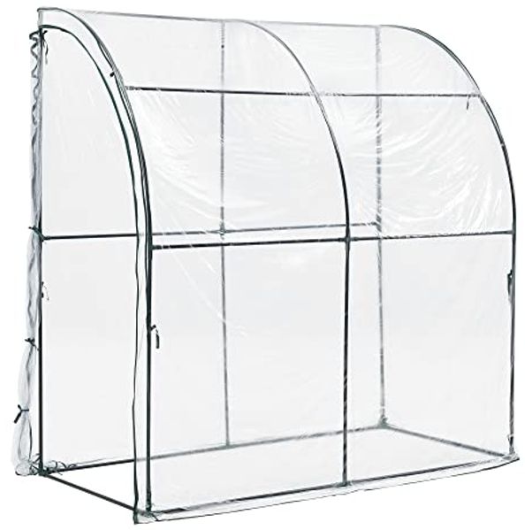 Wand-Gewächshaus Juta 100x200x215cm PVC Folie Transparent [en. casa]