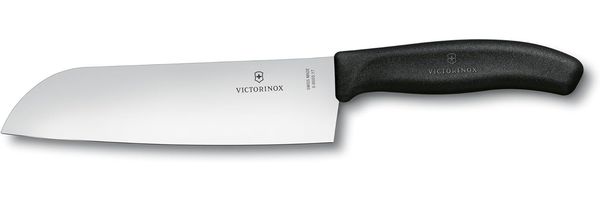 Victorinox Swiss Classic Küchen-- Santokumesser, 17 cm Klinge, Edelstahl, Rostfrei, Geschenkbox, schwarz
