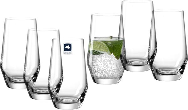 Leonardo Puccini Longdrink-Glas, 6-er Set, 365 ml, spülmaschinenfest, Teqton-Kristallglas, 069558