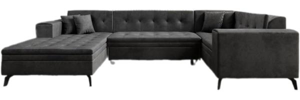 Designer Sofa Neola mit Schlaffunktion Samt Anthrazit Links