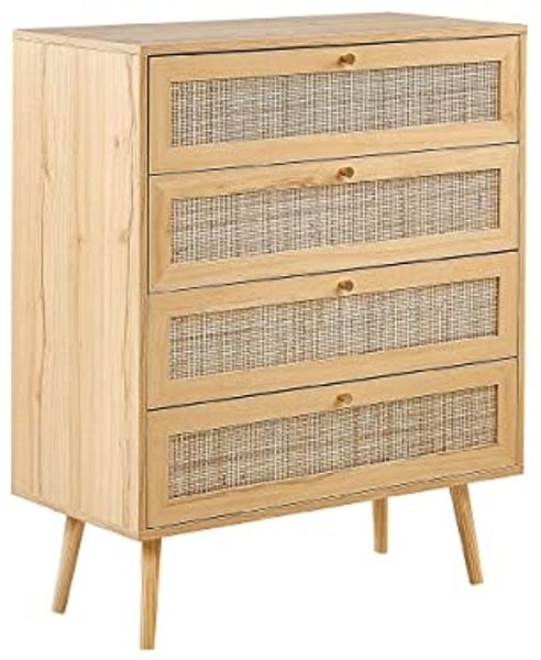 Kommode mit 4 Schubladen PEROTE 97 cm Heller Holzfarbton