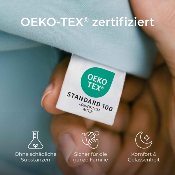 Kissenbezug 50x50 Baumwolle Renforcé (2er-Set) - Hellblau - Dicht gewebt mit 57 Fäden/cm² - Kissenhülle 50x50 cm - Oeko Tex Zertifiziert - Dreamzie Bild 5