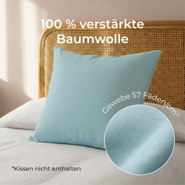 Kissenbezug 50x50 Baumwolle Renforcé (2er-Set) - Hellblau - Dicht gewebt mit 57 Fäden/cm² - Kissenhülle 50x50 cm - Oeko Tex Zertifiziert - Dreamzie Bild 3