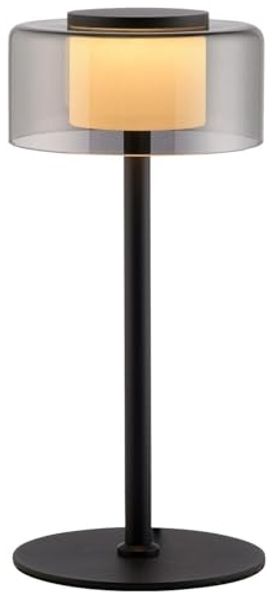 Paul Neuhaus LED-Tischlampe - H 33 cm - Rauchfarben - Schwarz - Metall - Glas - dimmbar