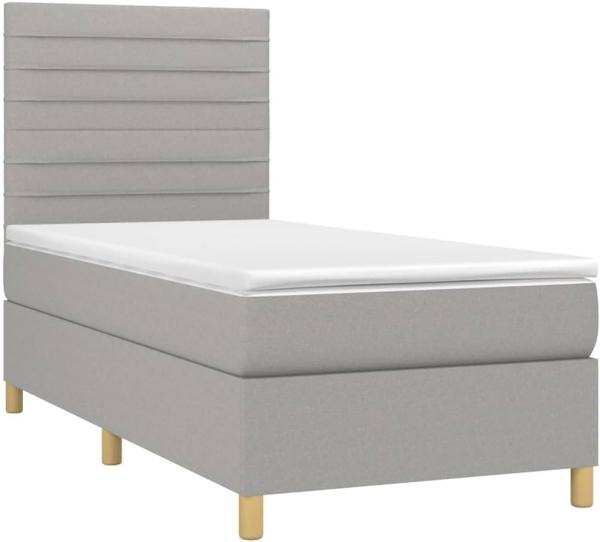 vidaXL Boxspringbett mit Matratze Hellgrau 80x200 cm Stoff, Härtegrad: H2 [3142369]