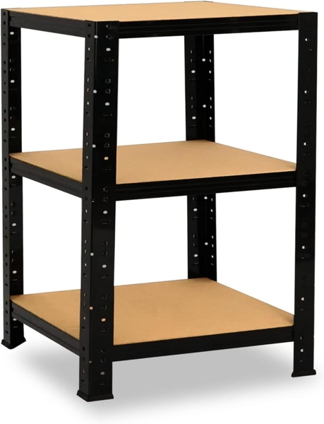 shelfplaza BLACK 90x30x30 cm Schwerlastregal in schwarz mit 3 Böden und 175 kg Traglast pro Boden