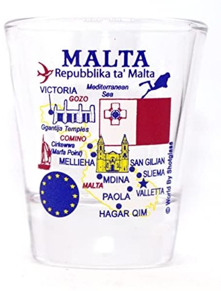 Malta EU Series Landmarks and Icons Shot Glass by World By Shotglass