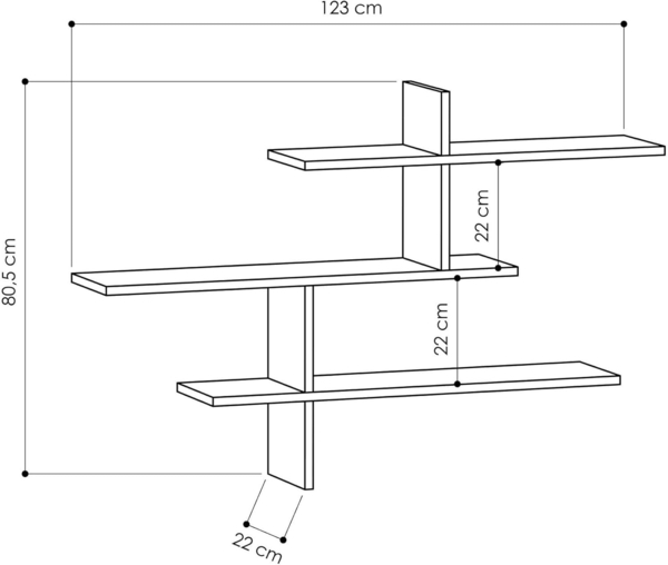 Skye Decor Wandregal 100% MELAMINE COATED PARTICLE BOARD, 80,5 cm x 22 cm x 123 cm S1727 Bild 7
