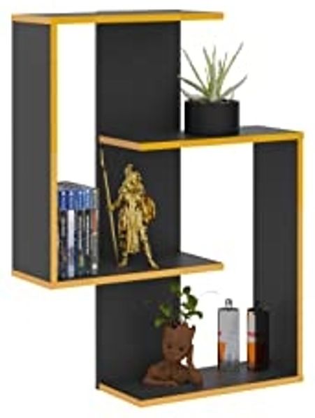 FMD Möbel - KRETA - Wandregal - melaminharzbeschichtete Spanplatte - anthrazit - 44,5 x 77 x 44,5cm