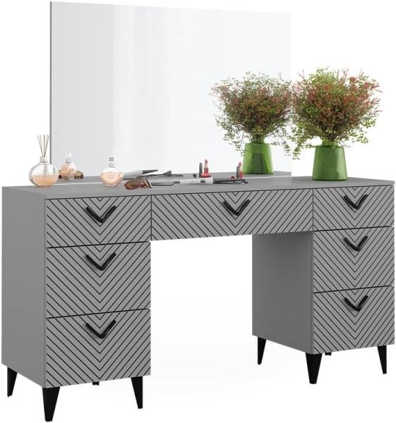 Vicco Schminktisch Grau 150 cm mit 7 Schubladen, Anett Bild 7