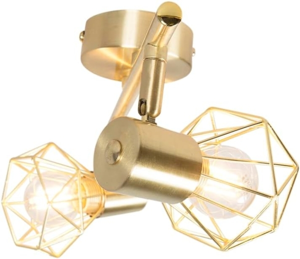 Qazqa LED Aufbaustrahler Mosh, ohne Leuchtmittel, E14, Messing, Modern, Stahl, 2-flammig Bild 6