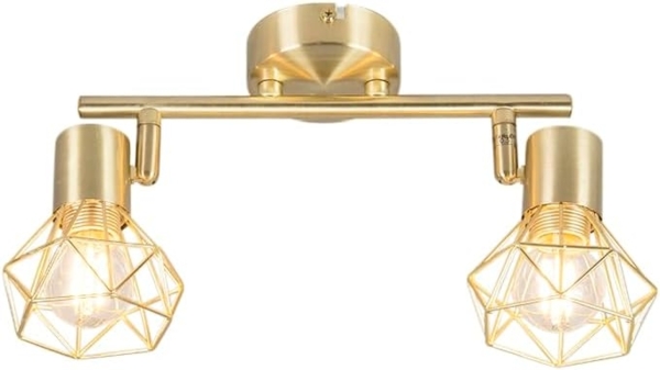 Qazqa LED Aufbaustrahler Mosh, ohne Leuchtmittel, E14, Messing, Modern, Stahl, 2-flammig Bild 5