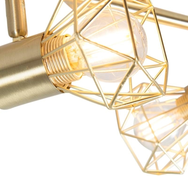 Qazqa LED Aufbaustrahler Mosh, ohne Leuchtmittel, E14, Messing, Modern, Stahl, 2-flammig Bild 3