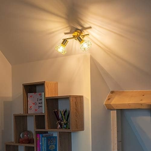 Qazqa LED Aufbaustrahler Mosh, ohne Leuchtmittel, E14, Messing, Modern, Stahl, 2-flammig Bild 2