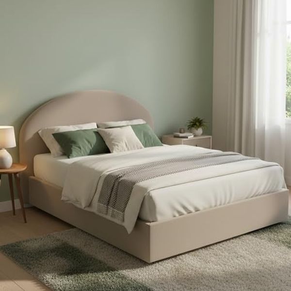 Talamo Italia - Doppelbett „Conny“, Bettkasten mit Kunstlederbezug, 100 % Made in Italy, Öffnung vorne, geeignet für Matratze 160x190 cm, Taupe