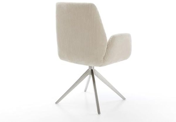 Drehstuhl Zoa-Flex Cord Beige Kreuzgestell breit Edelstahl 360° drehbar Wippfunktion Taschenfederkern Bild 7