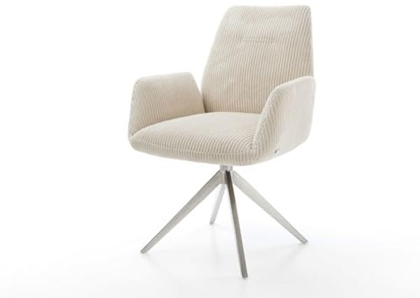 Drehstuhl Zoa-Flex Cord Beige Kreuzgestell breit Edelstahl 360° drehbar Wippfunktion Taschenfederkern Bild 3