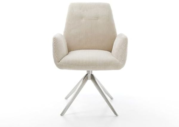 Drehstuhl Zoa-Flex Cord Beige Kreuzgestell breit Edelstahl 360° drehbar Wippfunktion Taschenfederkern Bild 4