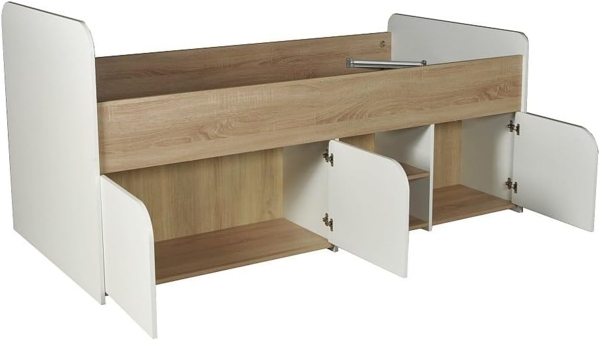 Vente-unique - Bett 90 x 190 cm mit Stauraum - Farbe: Natur und weiß + Lattenrost - LOSTYA Bild 6