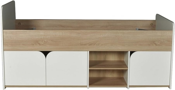 Vente-unique - Bett 90 x 190 cm mit Stauraum - Farbe: Natur und weiß + Lattenrost - LOSTYA Bild 5