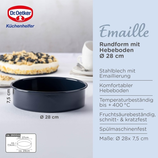 Dr. Oetker - Back-Liebe Emaille Garantieform 28cm Hebeboden Rund- Backform 2363 Bild 3