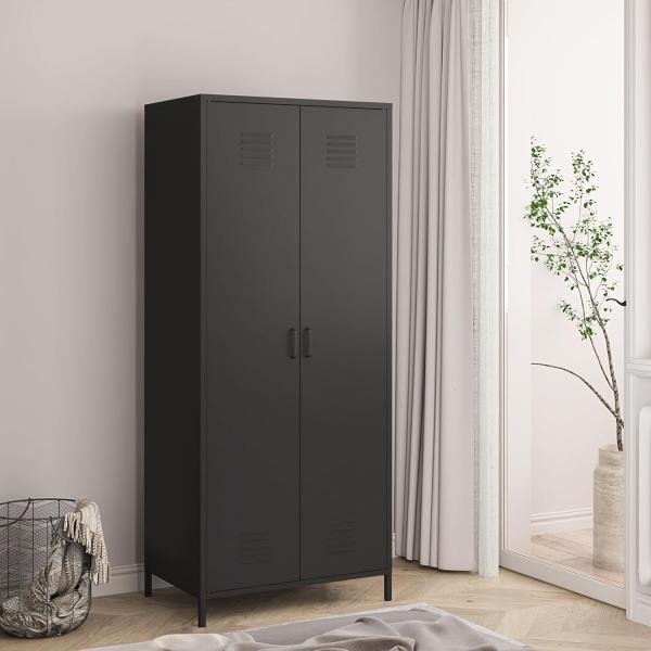 Kleiderschrank Seinäjoki 180x76x50 cm Schwarz [en. casa]