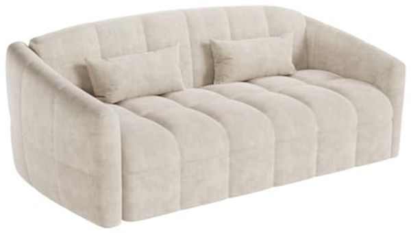 Vente-unique - RETUNA Sofa SamtStoff Beige - B 208 cm105 cm x H 90 cm x L 200 cm