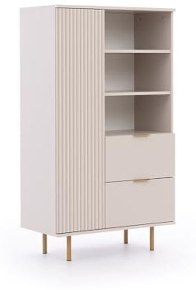 Lomadox Highboard NADOR-132, in Kaschmir, goldfarbene Metallgriffe und -füße