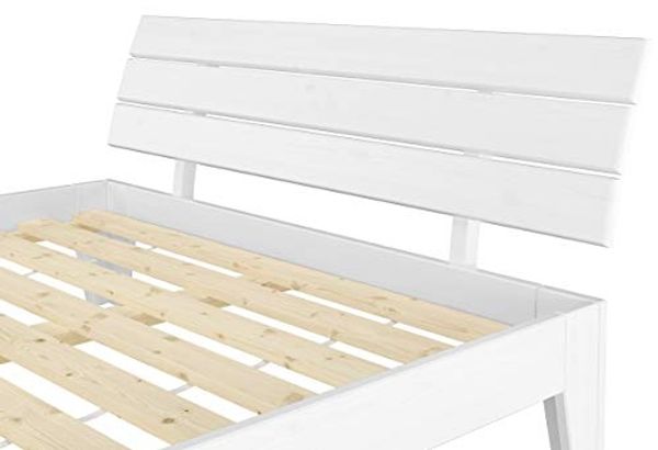 ERST-HOLZ Bett Doppelbett 140x200 Kiefer weiß mit Rollrost, Kieferwaschweiß Bild 4
