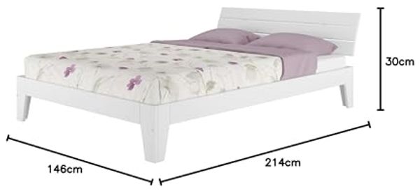 ERST-HOLZ Bett Doppelbett 140x200 Kiefer weiß mit Rollrost, Kieferwaschweiß Bild 3