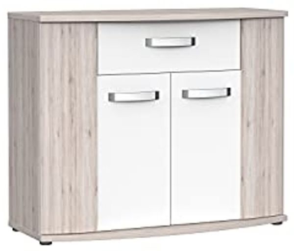 FORTE Rondino Kommode, Holzwerkstoff, Beige/Braun/Weiß, 99,7 x 81,5 x 43 cm