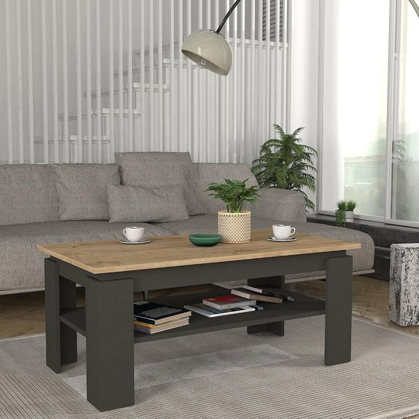 Couchtisch Krirdfjos 110x60x47 cm Anthrazit/Saphir-Eiche [en. casa]