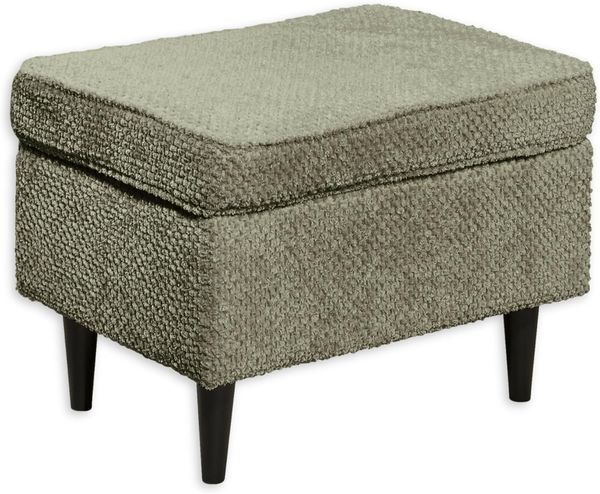 Stella Trading Oskar Fußhocker gepolstert, Olive - Vintage Polsterhocker für Sessel, Couch und Sofa - 63 x 43 x 42 cm (B/H/T)
