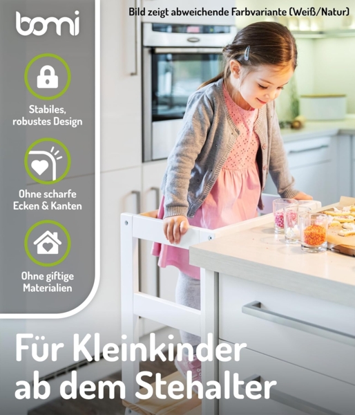 BOMI® Vario Lernturm Kinder Schemel Swubi aus Holz I Lerntower für Kinder ab dem Stehalter | Tower Küche Kindermöbel Learning Tower I Mehr Sicherheit bei Kindererziehung Bild 3