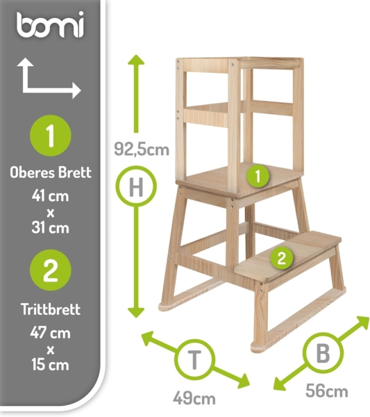 BOMI® Vario Lernturm Kinder Schemel Swubi aus Holz I Lerntower für Kinder ab dem Stehalter | Tower Küche Kindermöbel Learning Tower I Mehr Sicherheit bei Kindererziehung Bild 2