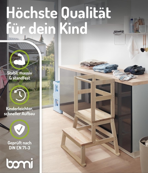 BOMI® Vario Lernturm Kinder Schemel Swubi aus Holz I Lerntower für Kinder ab dem Stehalter | Tower Küche Kindermöbel Learning Tower I Mehr Sicherheit bei Kindererziehung Bild 5