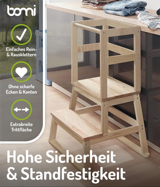 BOMI® Vario Lernturm Kinder Schemel Swubi aus Holz I Lerntower für Kinder ab dem Stehalter | Tower Küche Kindermöbel Learning Tower I Mehr Sicherheit bei Kindererziehung Bild 4