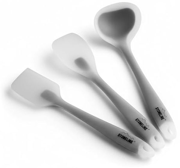 STONELINE Kochbesteck-Set Küchenhelfer-Set, 3-teilig, 1 Schaber, 1 Kochlöffel und 1 Suppenkelle (3-teiliges Set, 3-tlg), ideal für beschichtete Pfannen und Töpfe, Designed in Germany