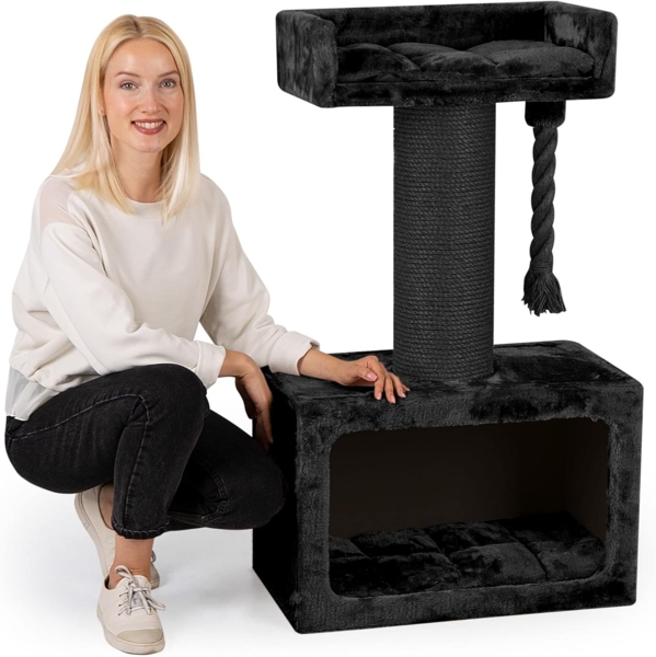 Happypet Kratzbaum MICK, Premium 103 cm für große Katzen, dicker Stamm 18 cm, 8 mm Sisalseil