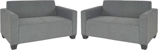 Sofa-Garnitur Couch-Garnitur 2x 2er Sofa Lyon Stoff/Textil ~ grau