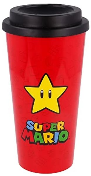 Super Mario Glas mit Deckel - 520 ml - Innovatives Design & Praktisch - Ab 4,61€/100ml