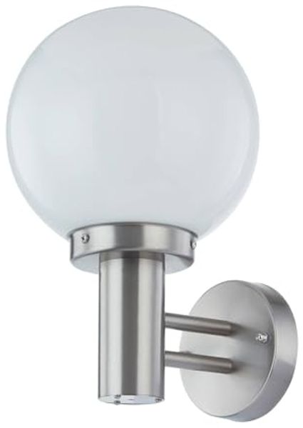 Lindby Außen-Wandleuchte Nada, Edelstahl Alu IP44, 1 x 60 W