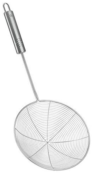 Edelstahl Abseihlöffel Schaumlöffel Schöpflöffel Schaumkelle 39. 5 cm Silber