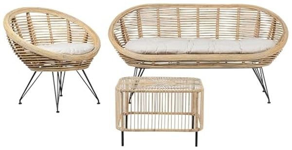 Lounge Set mit Tisch MARATEA CESENATICO Rattan Natürlich