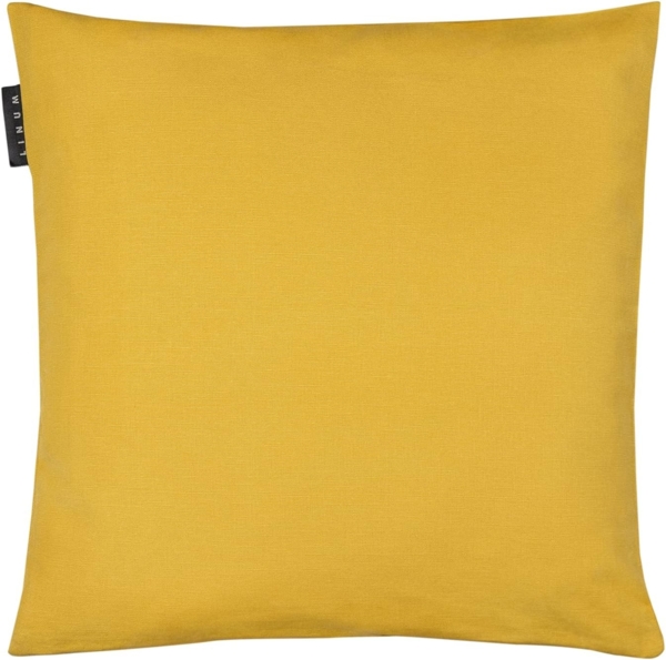 LINUM ANNABELL Elegant Kissenhülle 40x40 cm, 100% Baumwolle, Maschinenwaschbar, Senfgelb