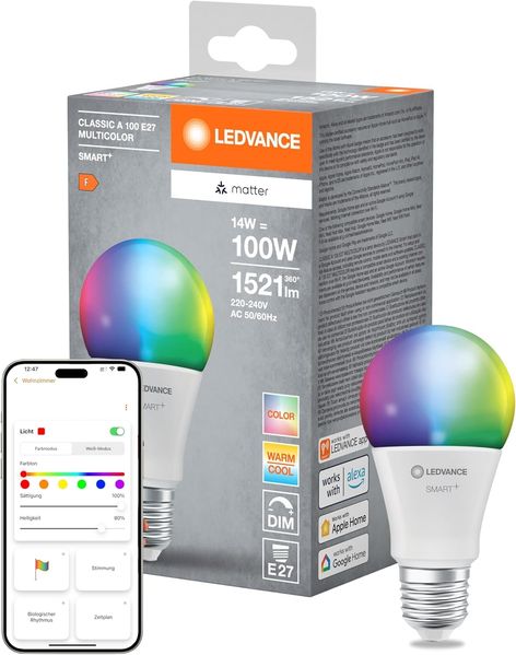 LEDVANCE SMART+ MATTER Classic A100 14W 827. .. 865 Mehrfarbig E27