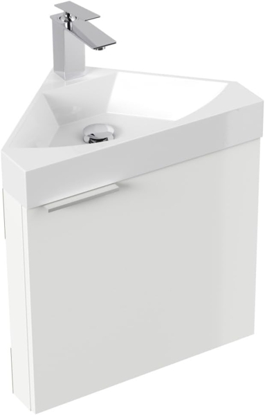 Gäste WC Eckbadmöbel Diamant Slimline Gästebad SoftClose weiß hochglanz : Weiss hochglanz